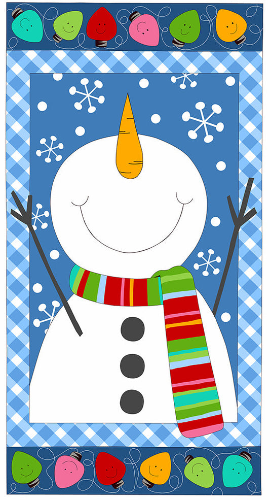 Things Looking Up Snowman Panel Blue