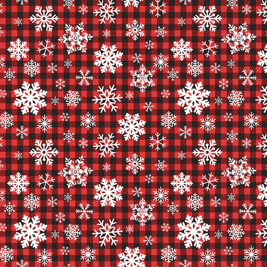 Red Snowflakes On Buffalo Plaid