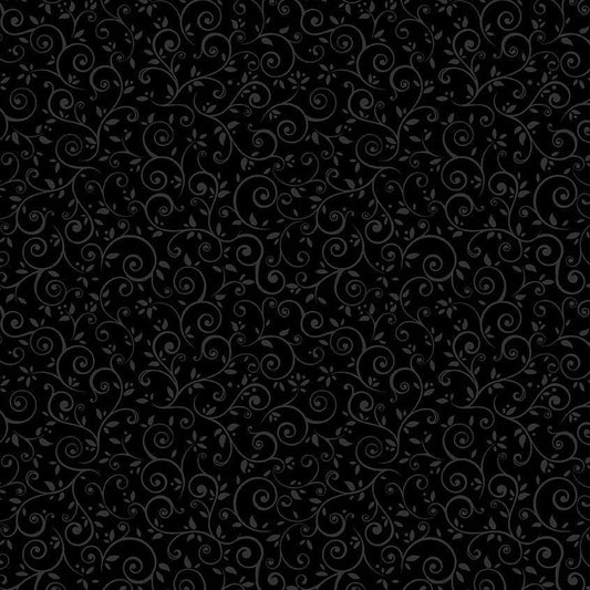 Blackout Leafy Scroll Vine Black