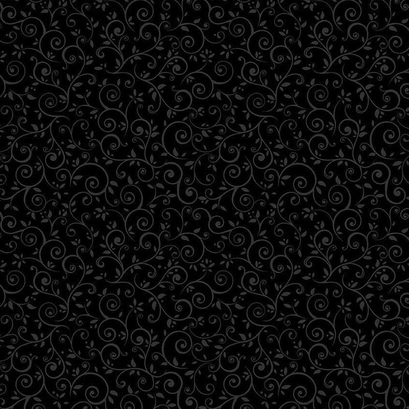 Blackout - Leafy Scroll Vine - Black - C2355