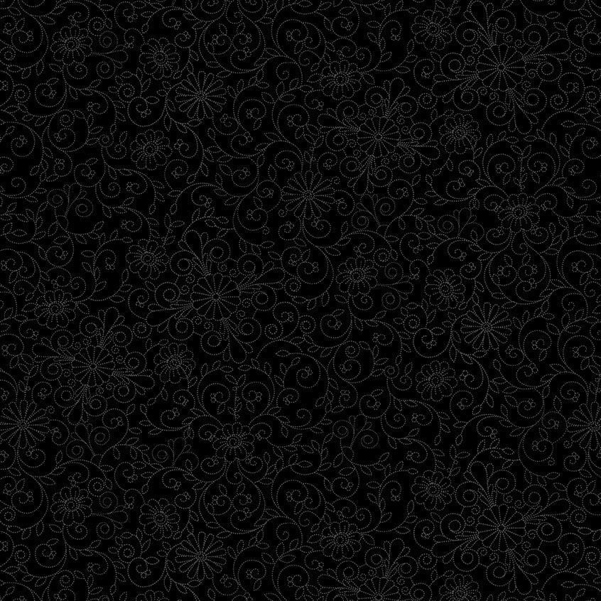 Blackout Stitched Floral Black
