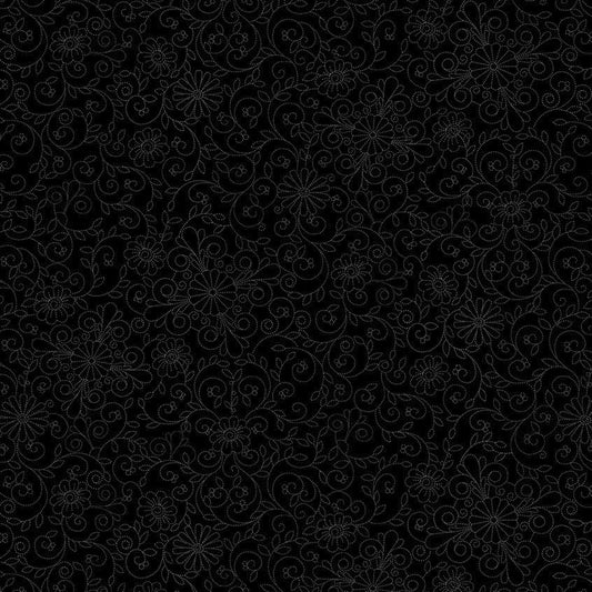 Blackout Stitched Floral Black