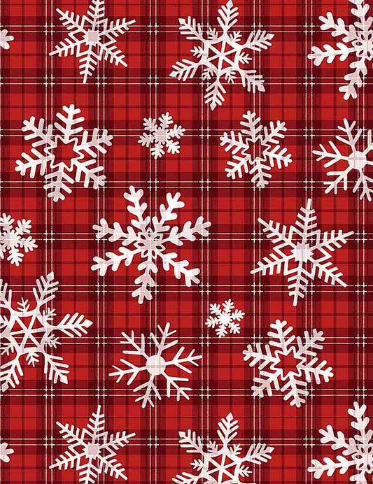FQ Let It Snow Snowflakes On Plaid Red