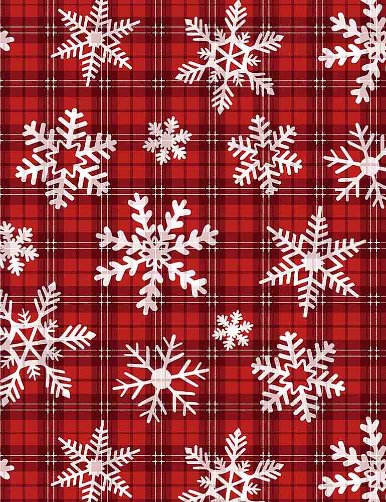 Let It Snow Snowflakes On Plaid Red - CD1466-RED