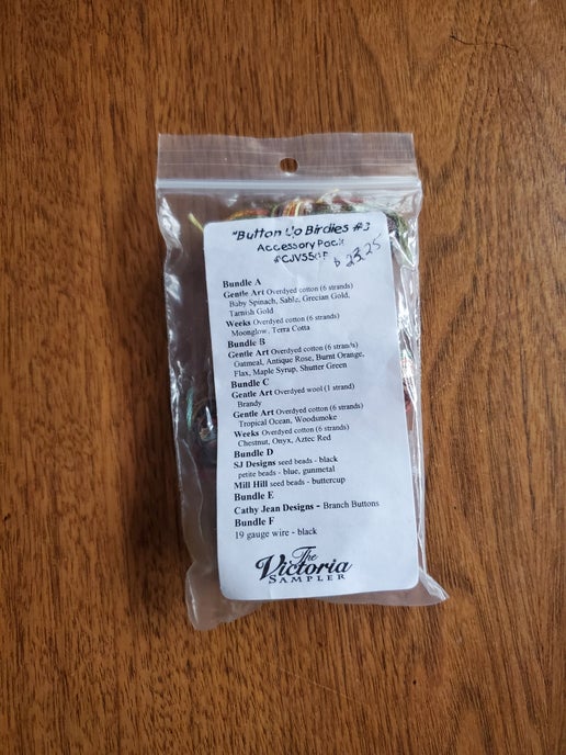 The Victoria Sampler - Button Up Birdies #3 Embellishment pack