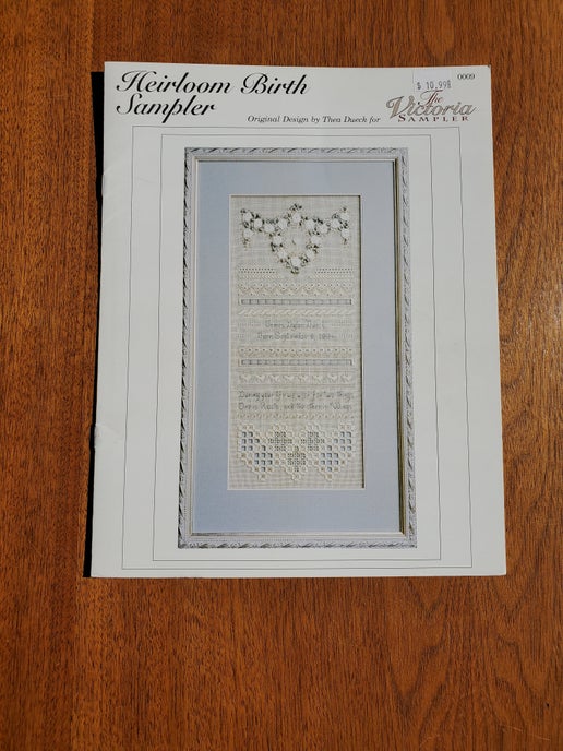 The Victoria Sampler - Heirloom Birth Sampler (with embellishment pack)