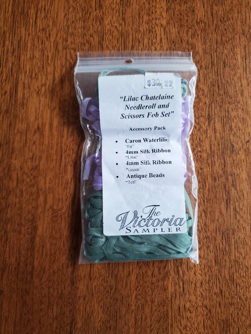 The Victoria Sampler - Lilac Chatelaine Needleroll and Scissor Fob Set Embellishment pack