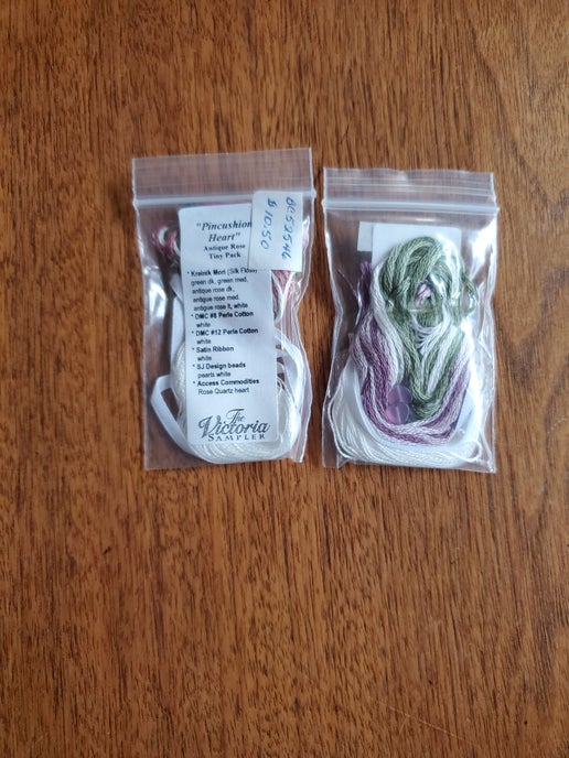 The Victoria Sampler - Pincushion Heart Antique Rose Embellishment pack