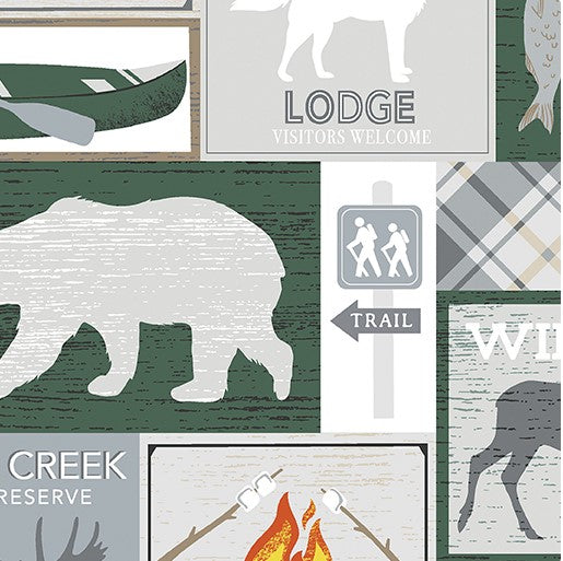 2.25 METER CUT Moose Creek Lodge Boxes Grey - 12917-11