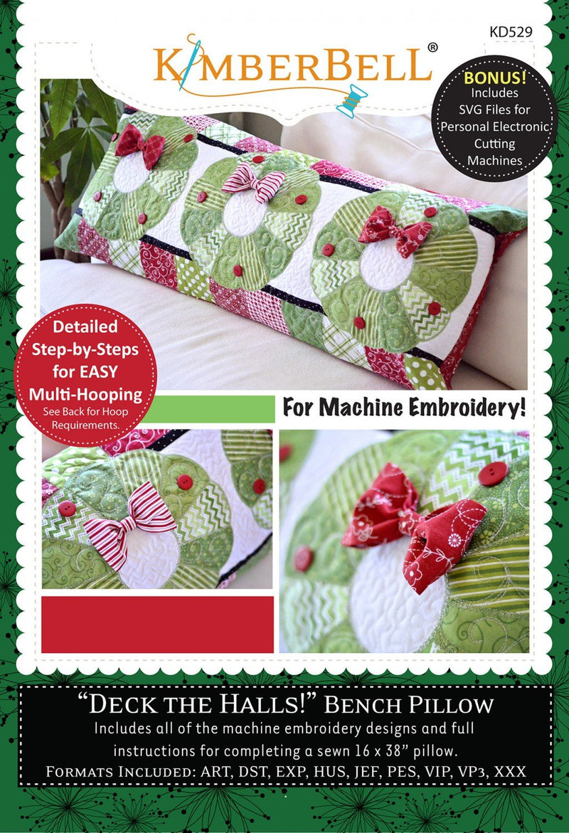 Deck the Halls Bench Pillow For Machine Embroidery - KD529