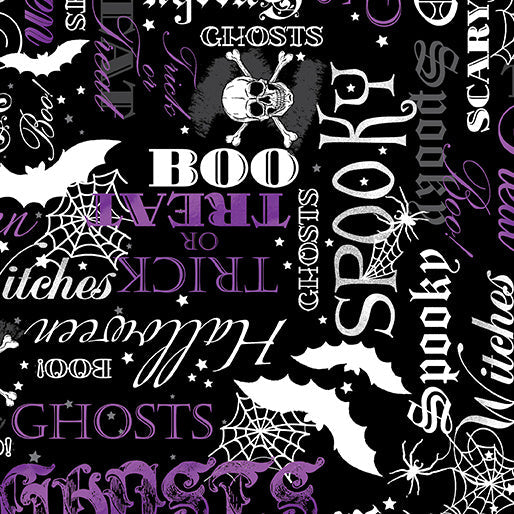Spooky Words Purple/Black - 12550G-67