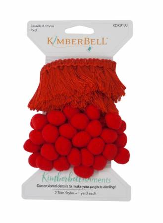 Kimberbellishments Tassels & Poms Trim Red - KDKB130