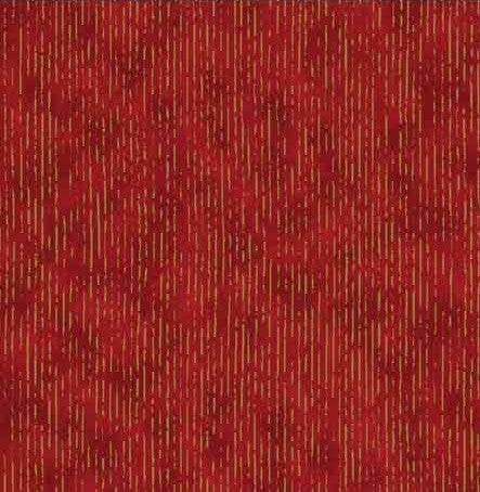 Stof Christmas Crackled Lines Red Gold - 4599-409