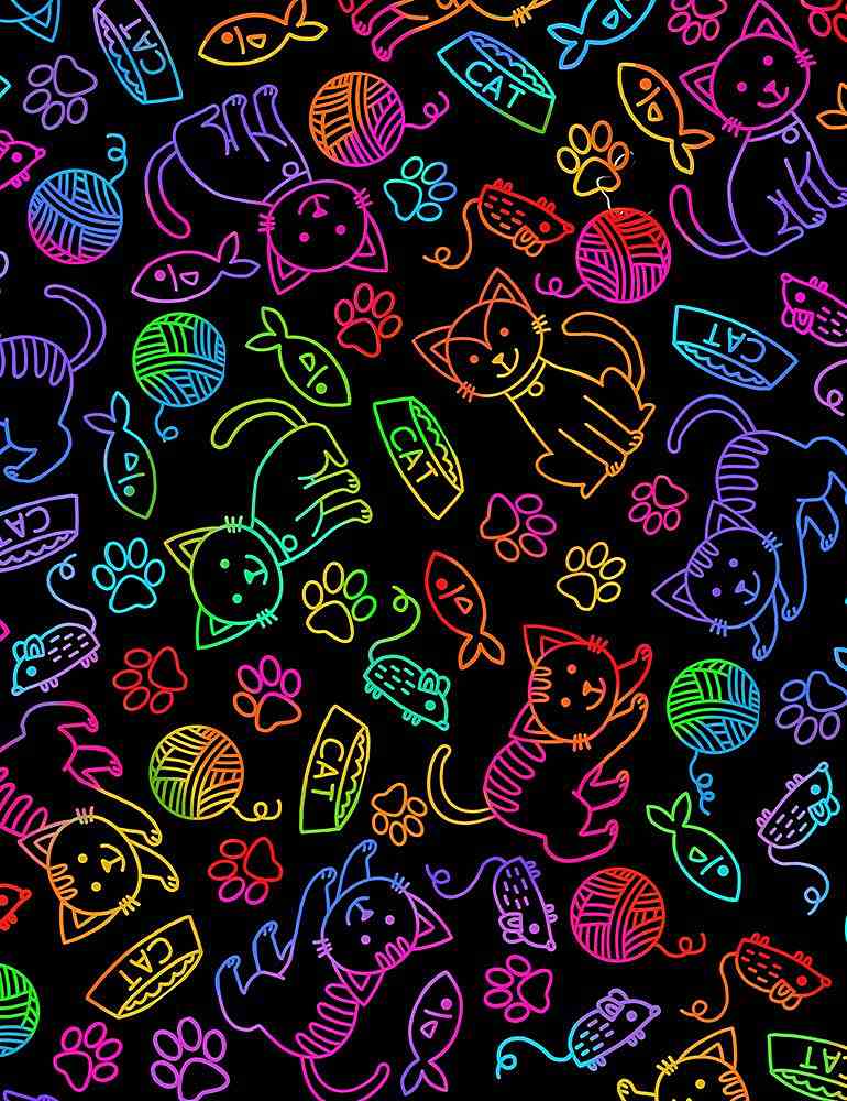 Crazy Kitty Cat/Mouse Rainbow - Cat-C7037 Bright